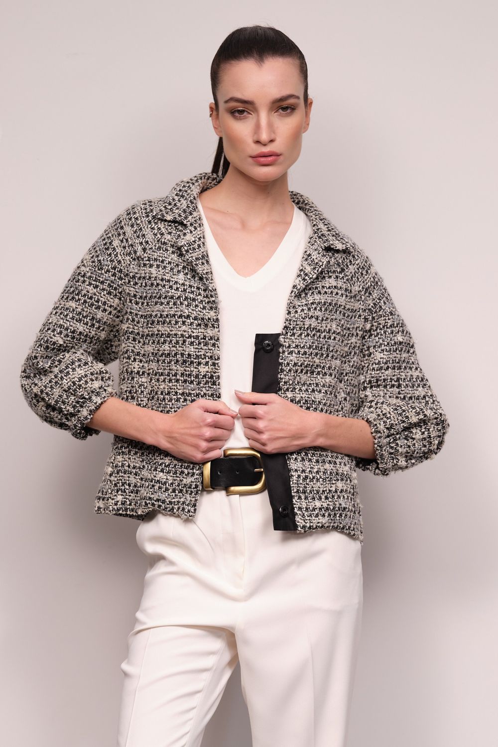 Casaco Tweed Cinza Veneza