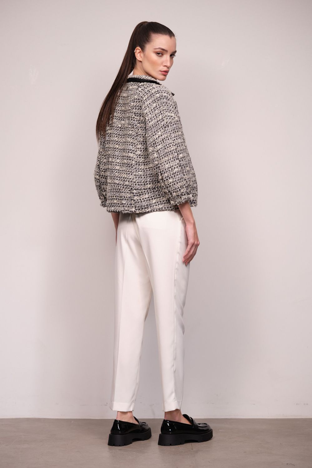 Casaco Tweed Cinza Veneza