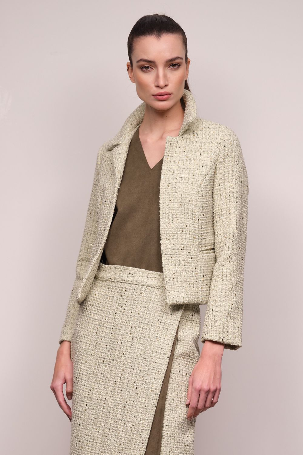 Blazer Tweed Verde Flora