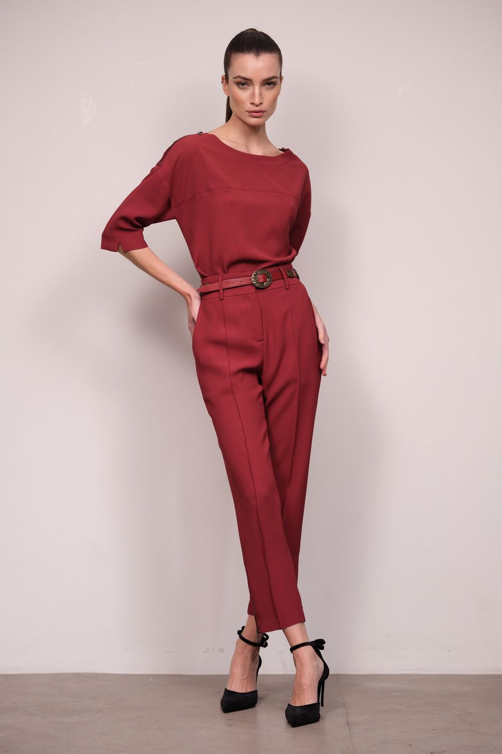 Blusa Crepe Patou Vinho Fabiana