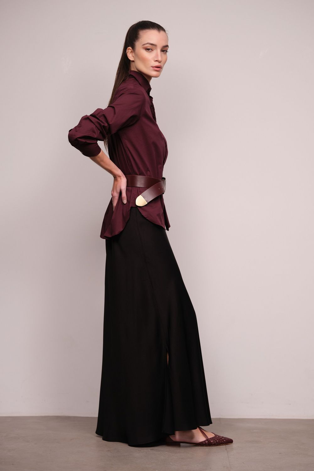Camisa Slim Tricoline Vinho Carlota CB