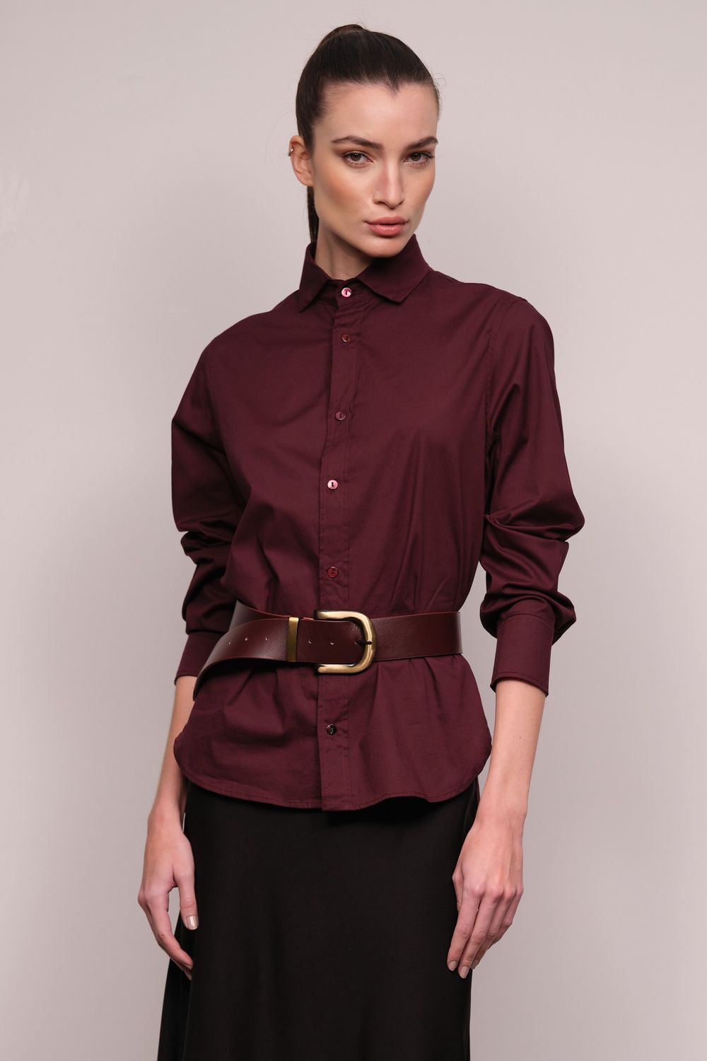 Camisa Slim Tricoline Vinho Carlota CB