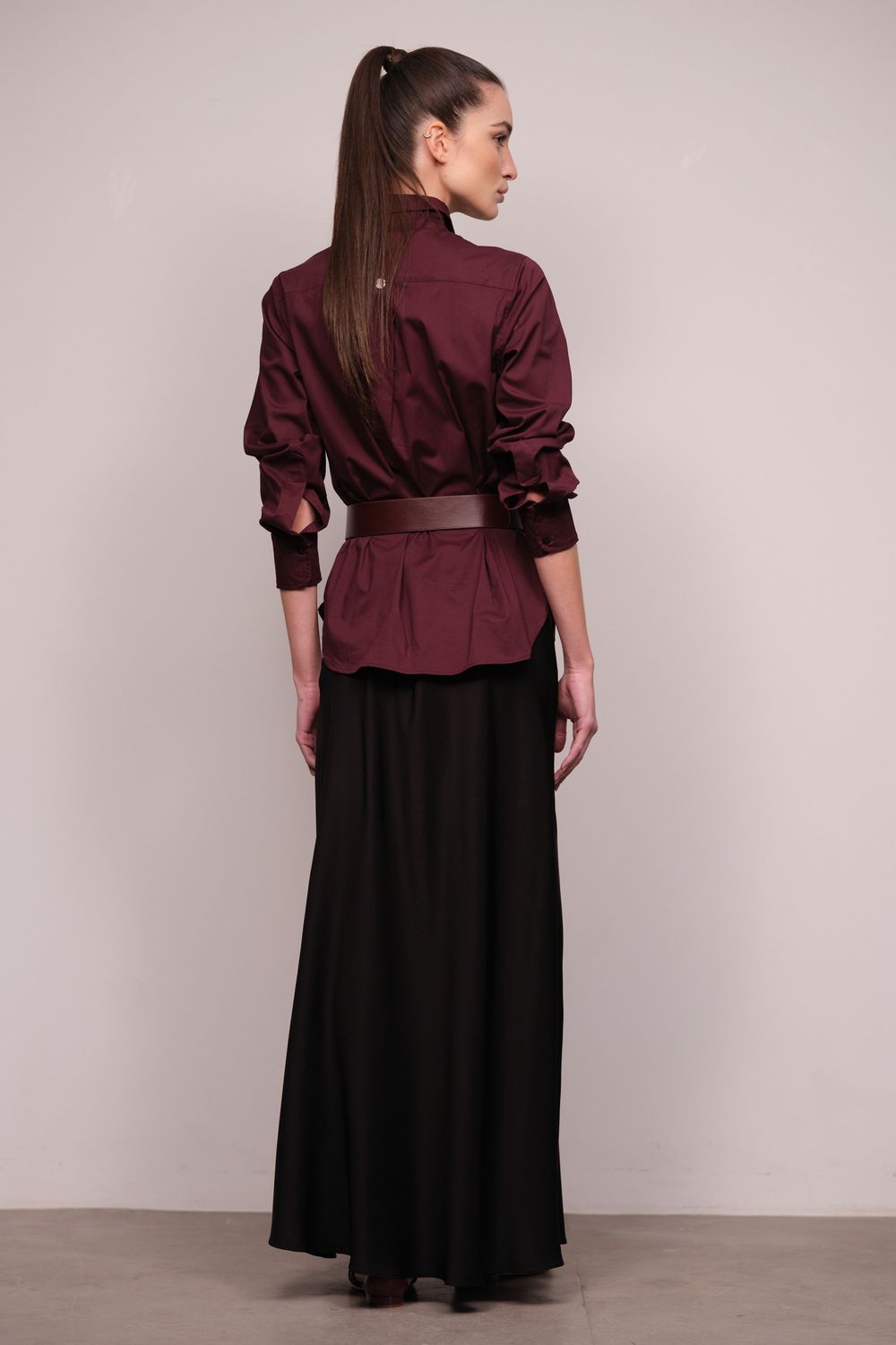 Camisa Slim Tricoline Vinho Carlota CB