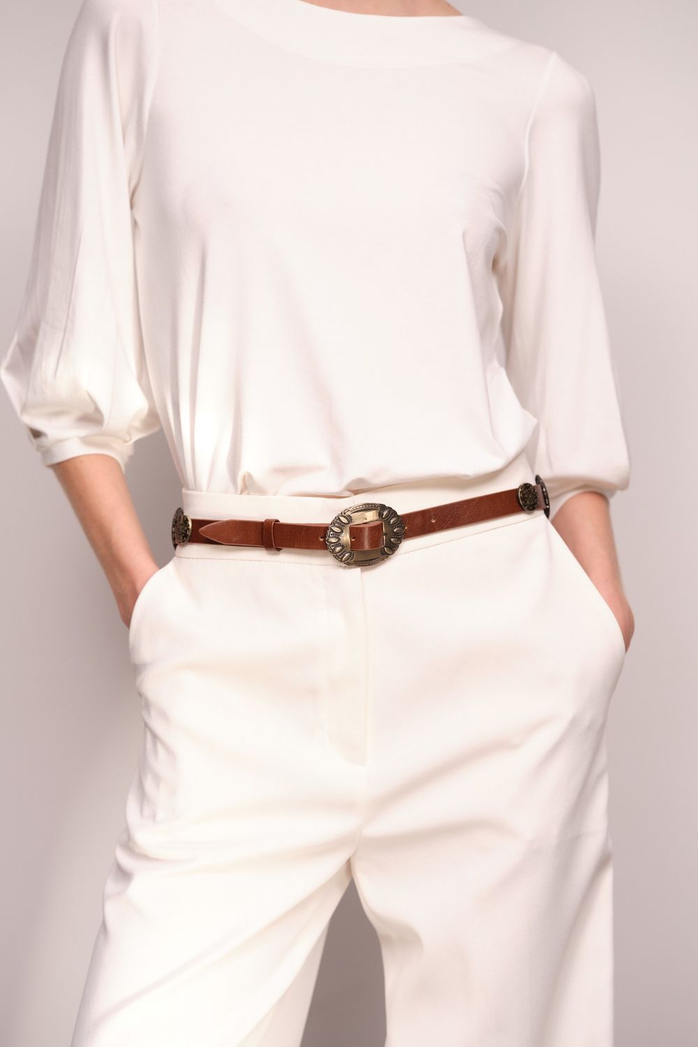 Cinto Fino Couro Boho Pinhão Marta 