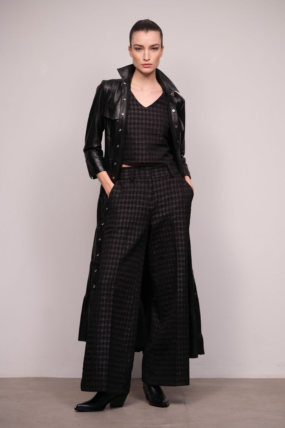 Vestido Pelica Longo em Camadas Preto Lavinia