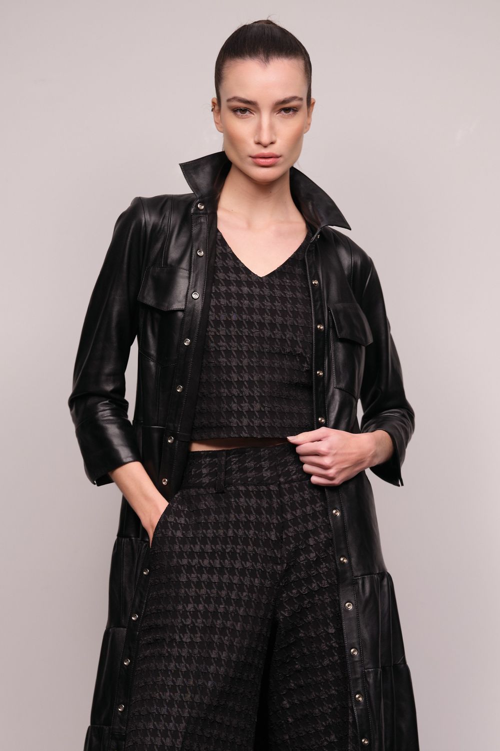 Vestido Pelica Longo em Camadas Preto Lavinia