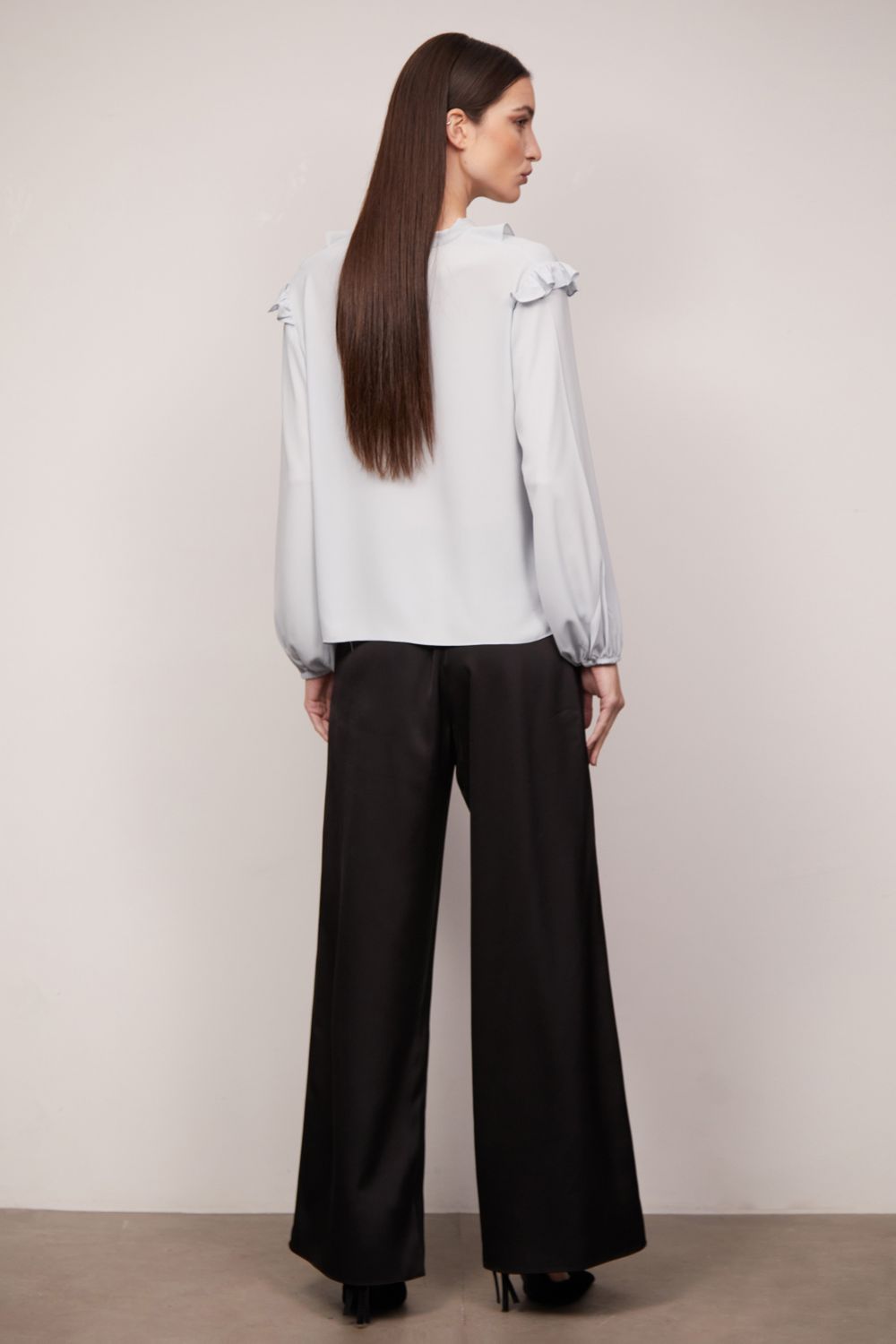 Blusa em Crepe Georgete Azul Angelica