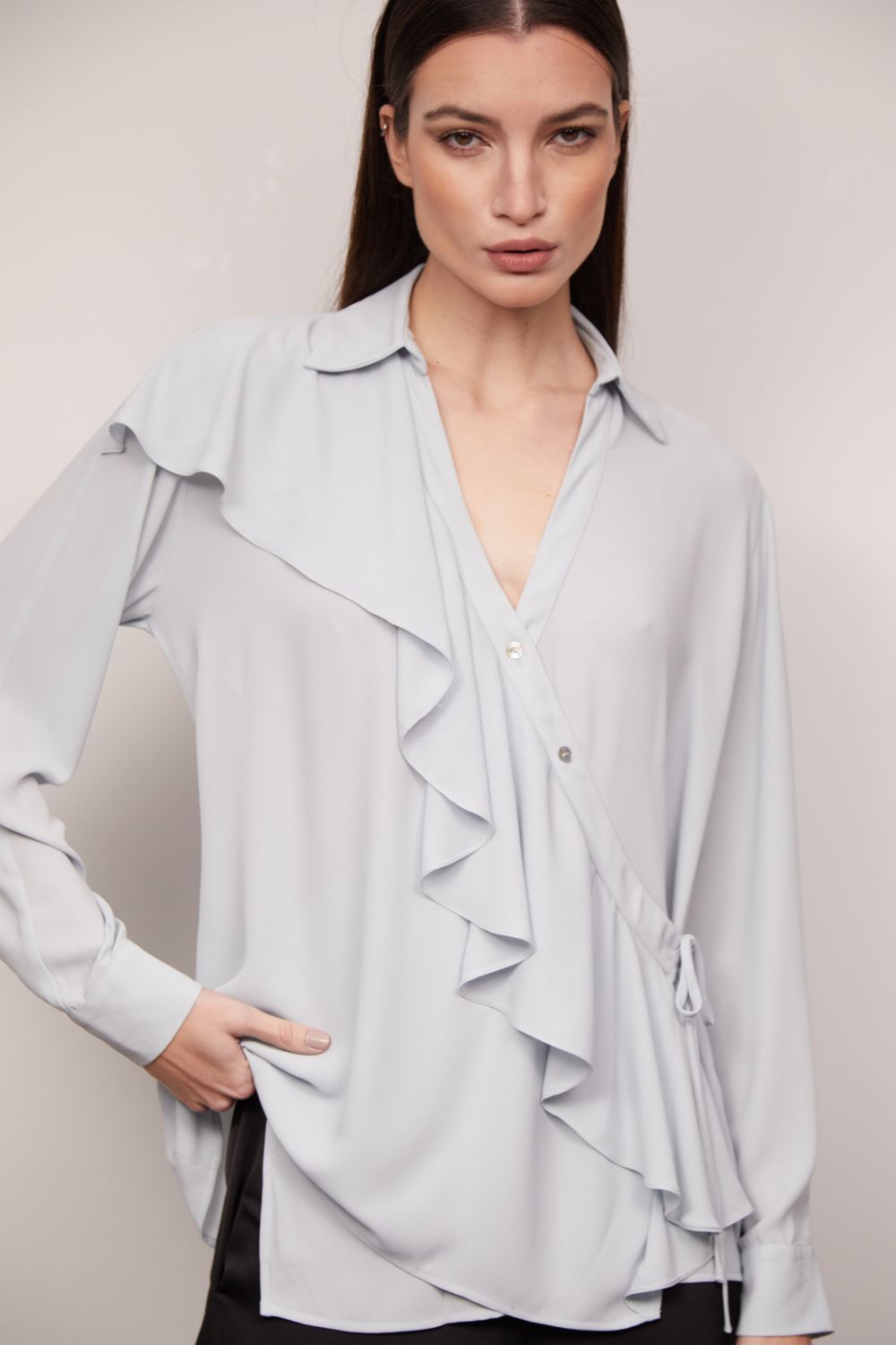 Blusa Crepe Georgete Azul Antonia