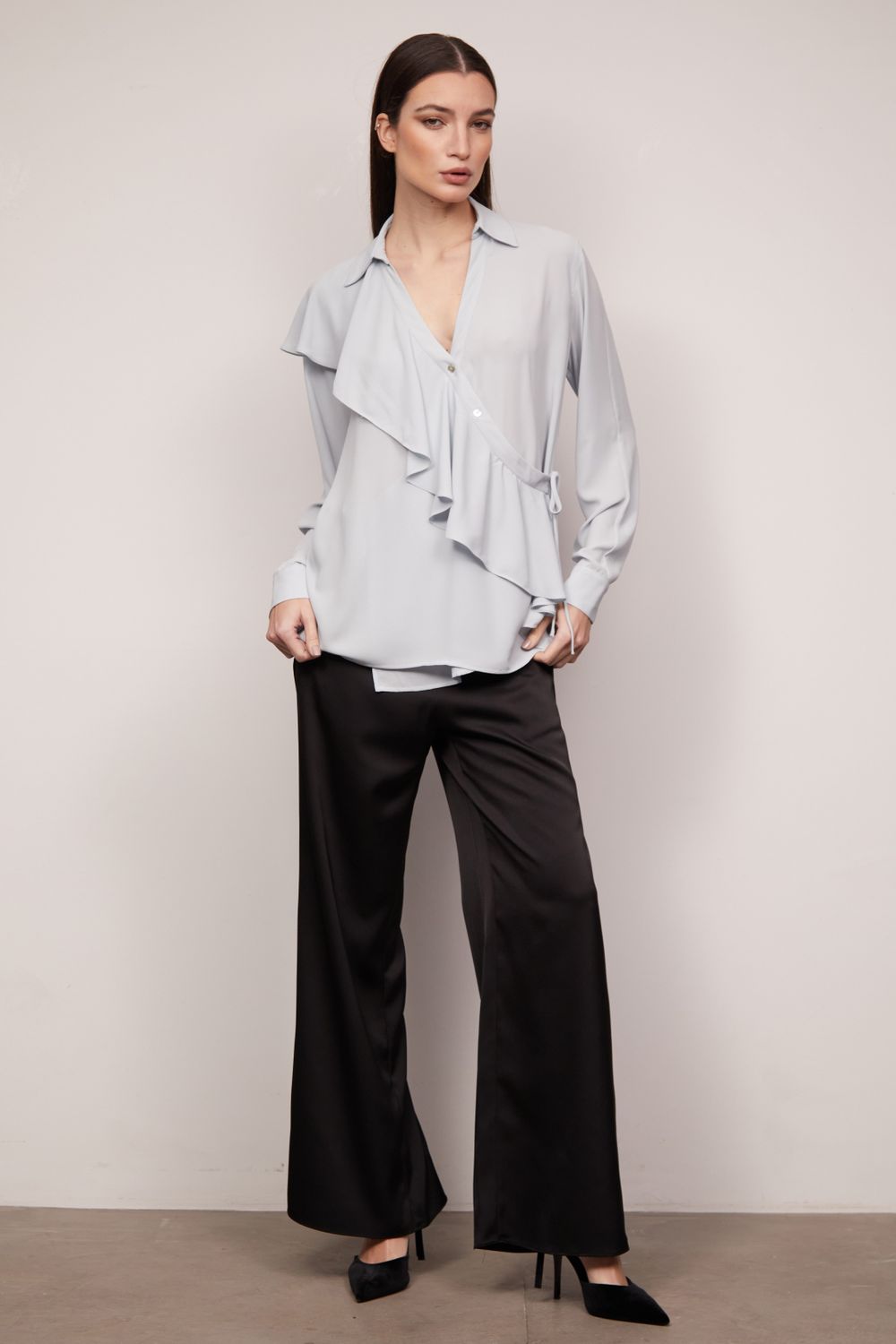 Blusa Crepe Georgete Azul Antonia
