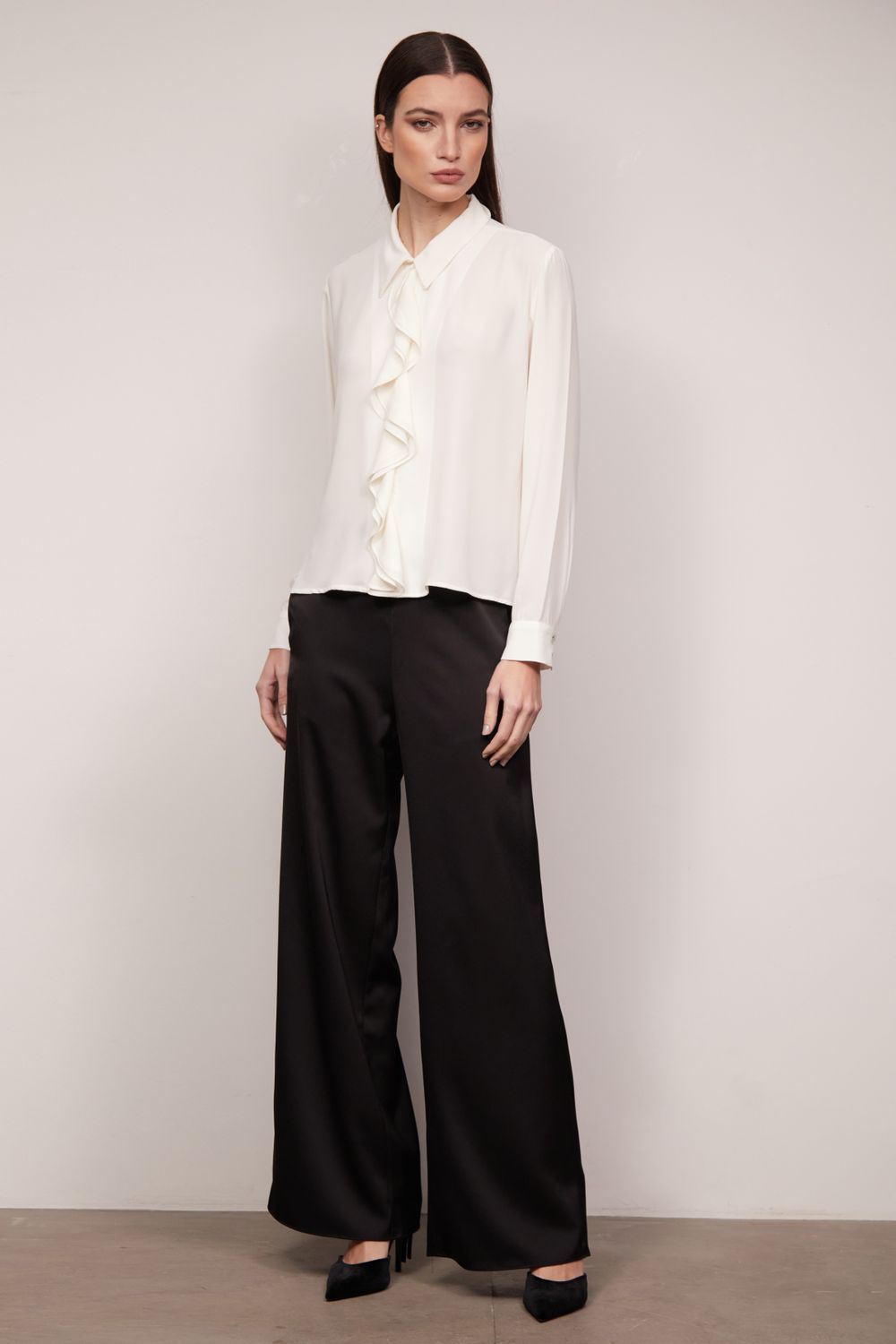 Camisa Crepe Georgete Off White Livia
