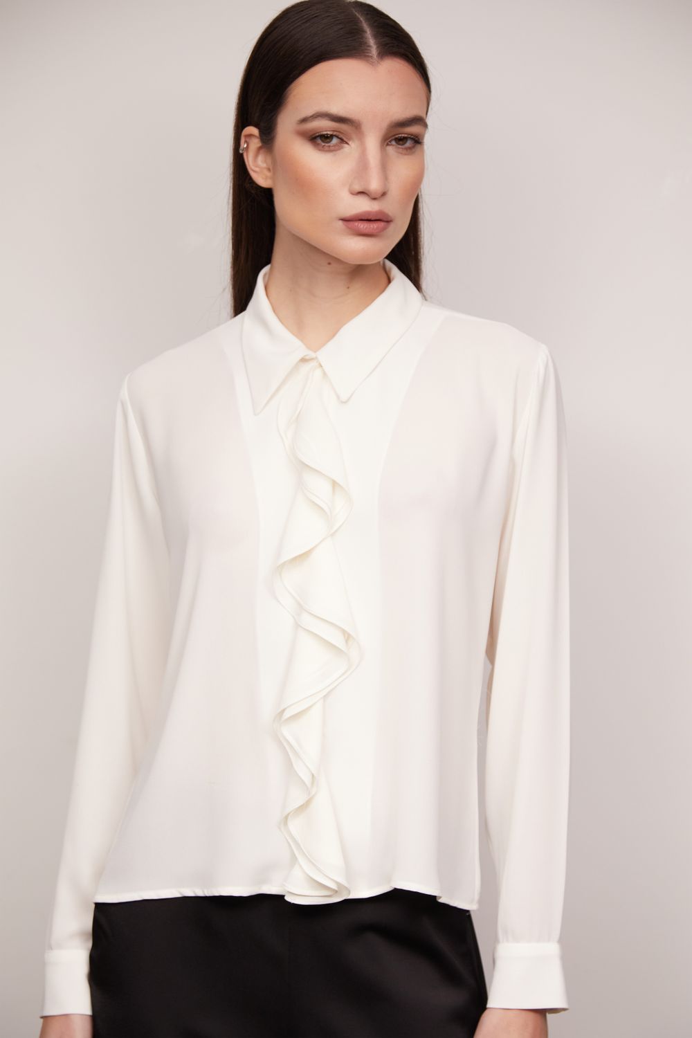 Camisa Crepe Georgete Off White Livia