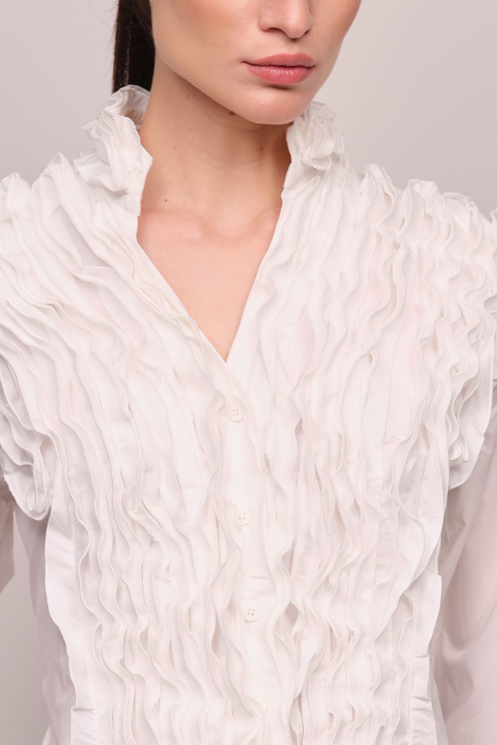 Camisa Jabô Tricoline Branco Carmela