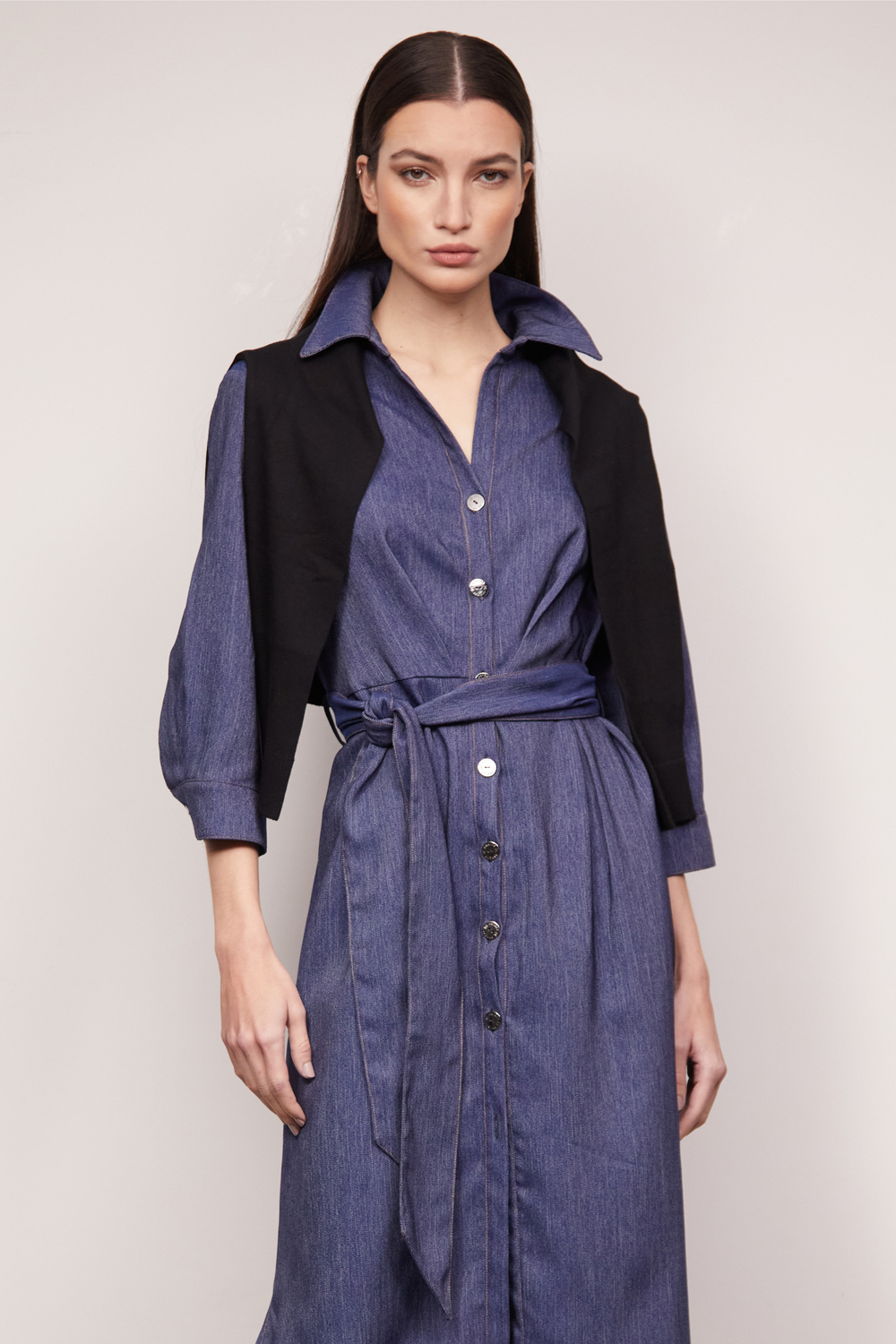 Vestido Midi em Tecido Jeans Julia