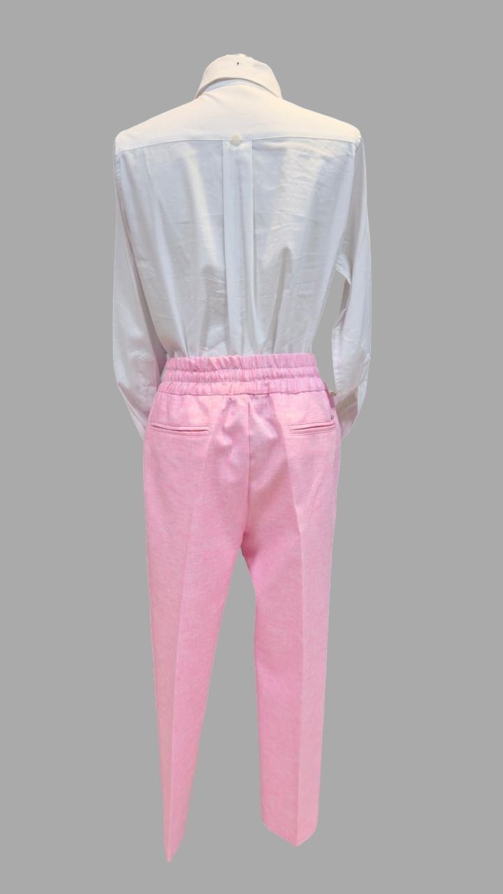 Calça Jogging Reta de Viscolinho Rosa Lucia