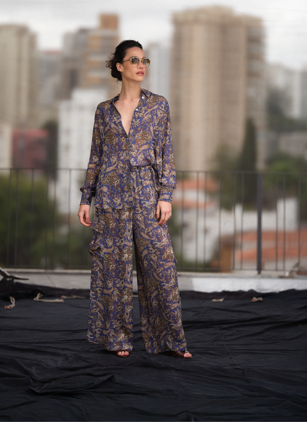 Calça Jogging em Crepe Estampado Maitê