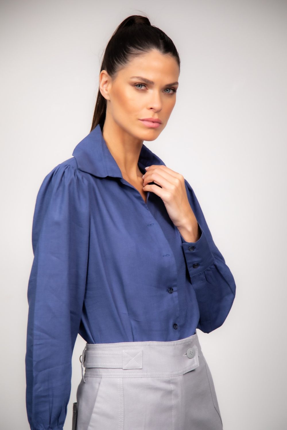 Camisa Linho Azul Escuro Zoe