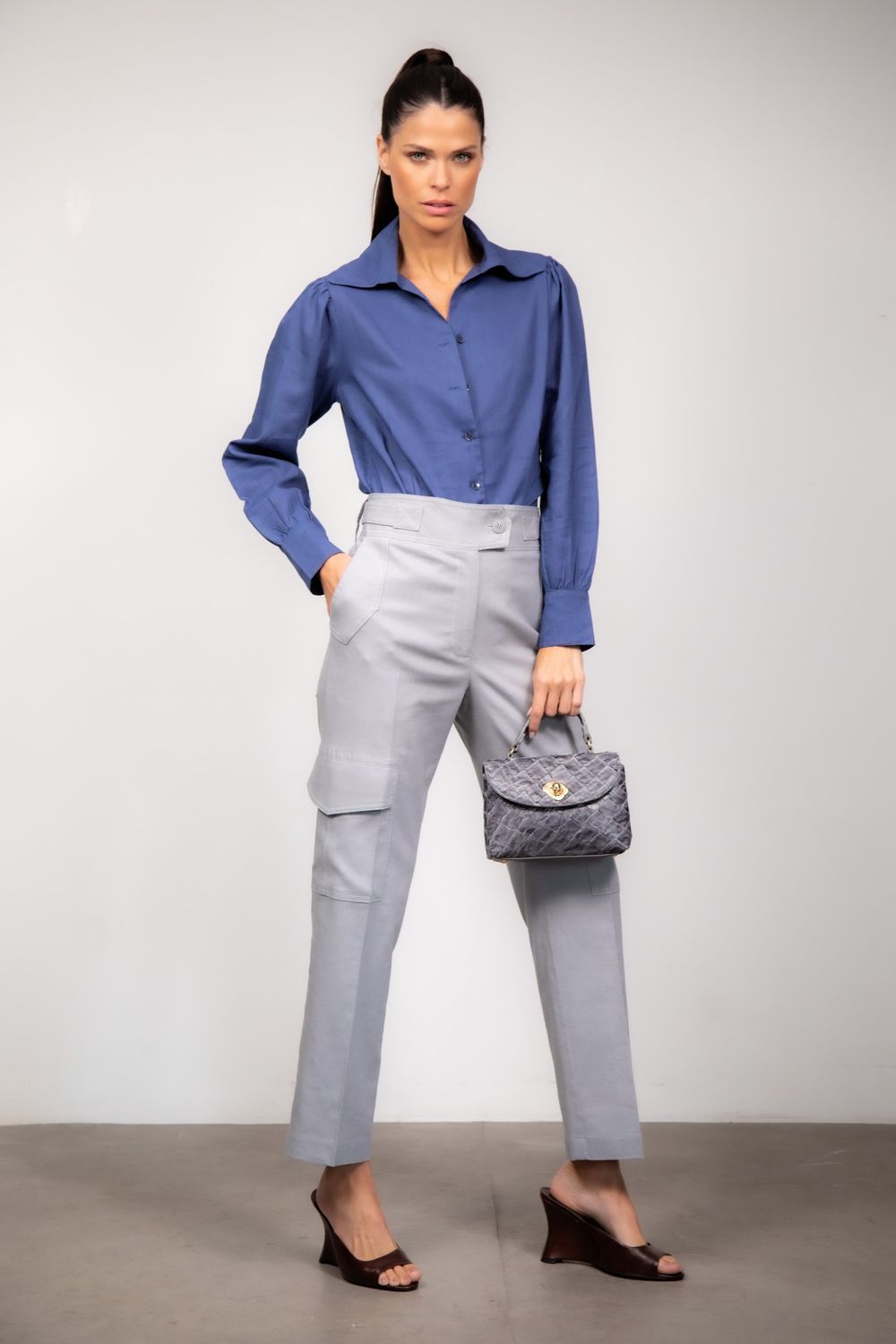 Camisa Linho Azul Escuro Zoe
