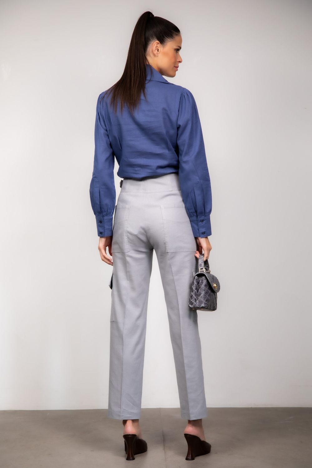 Camisa Linho Azul Escuro Zoe