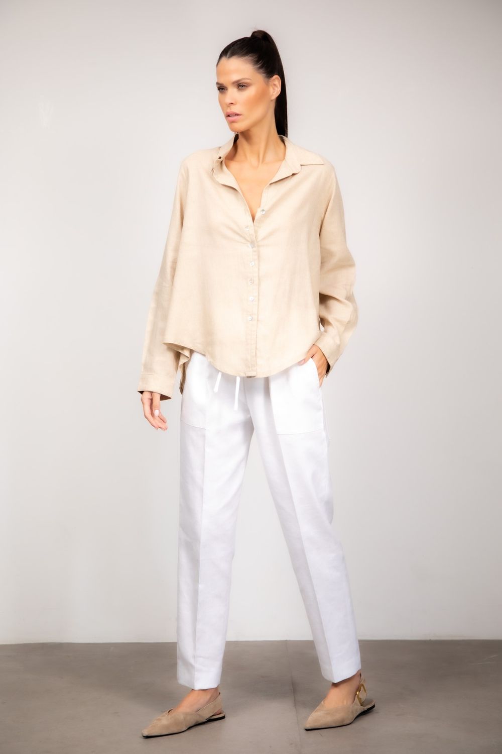 Camisa  Viscolinho  Natural Julia