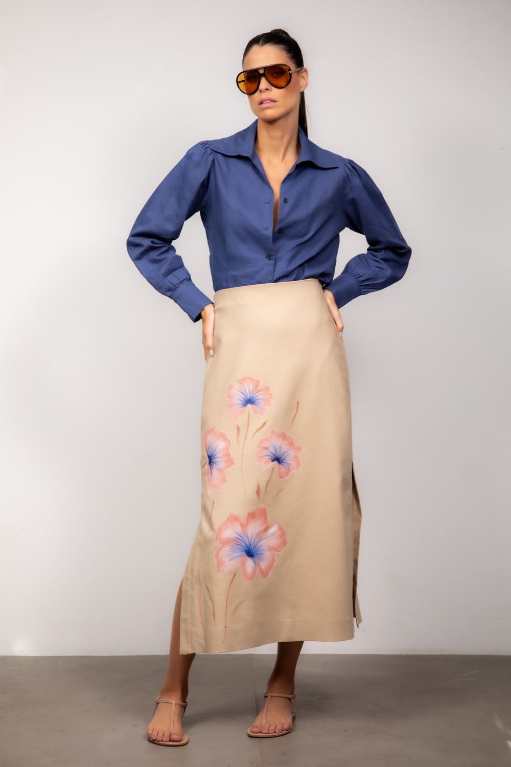 Camisa Linho Azul Escuro Zoe