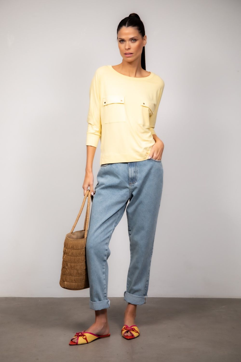 Blusa em Malha Amarela Flavia
