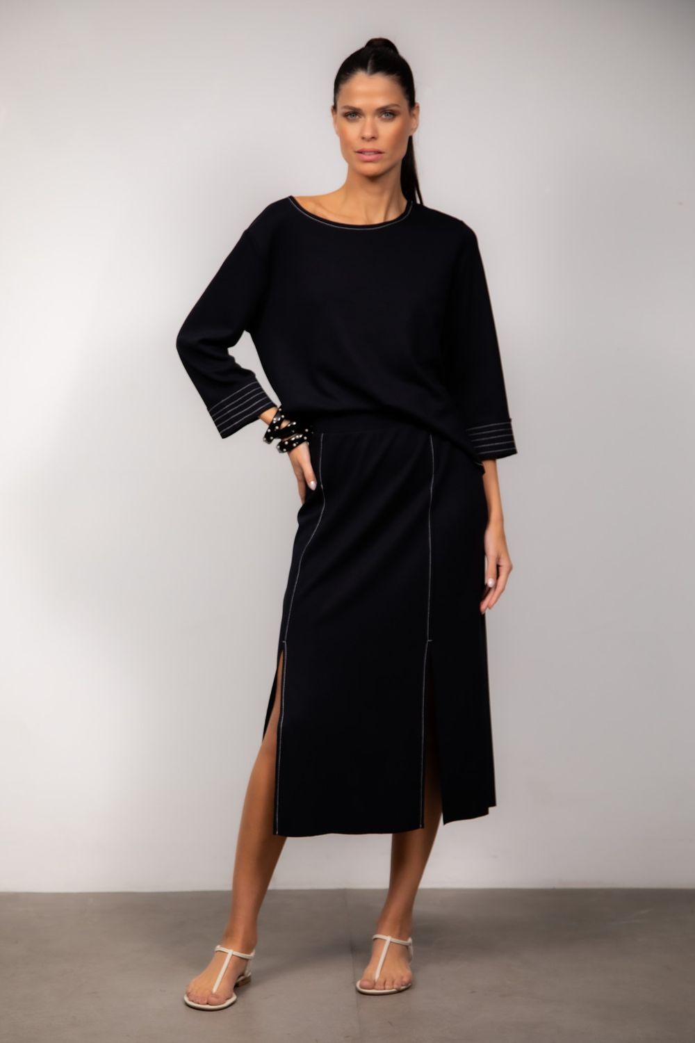 Conjunto de Saia Malha Preto Beatrice