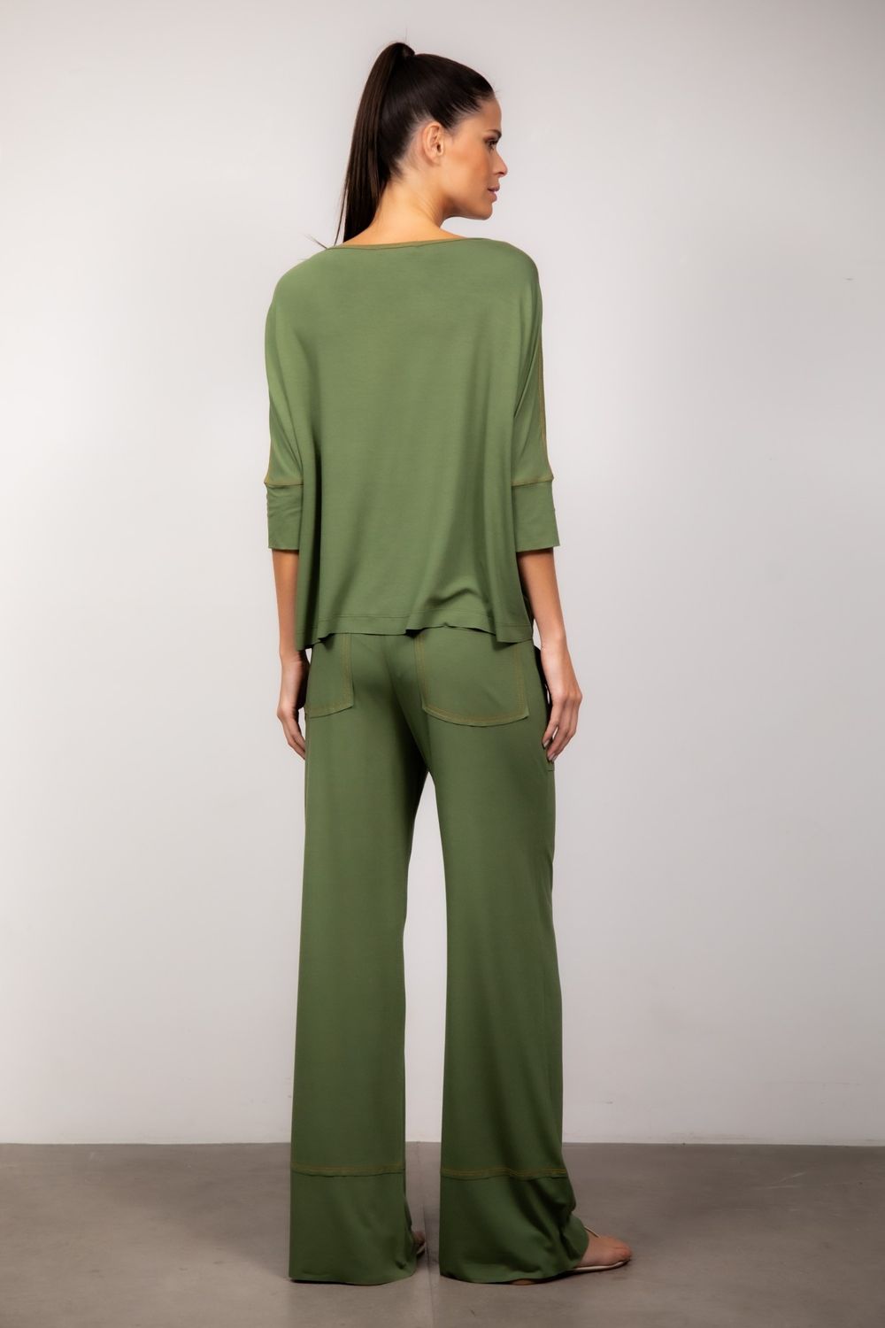 Conjunto Pantalona em Malha Verde Ana Clara