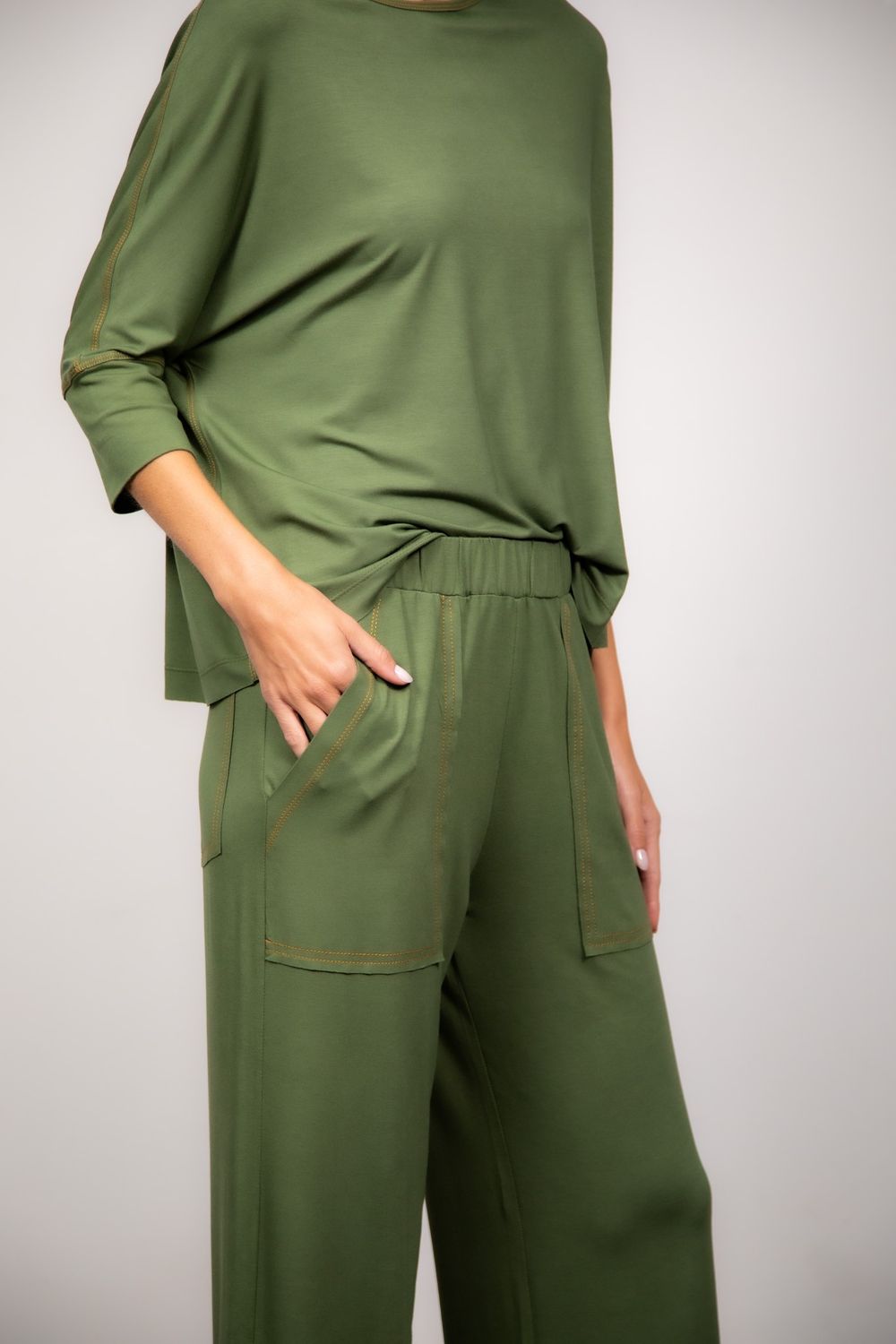Conjunto Pantalona em Malha Verde Ana Clara