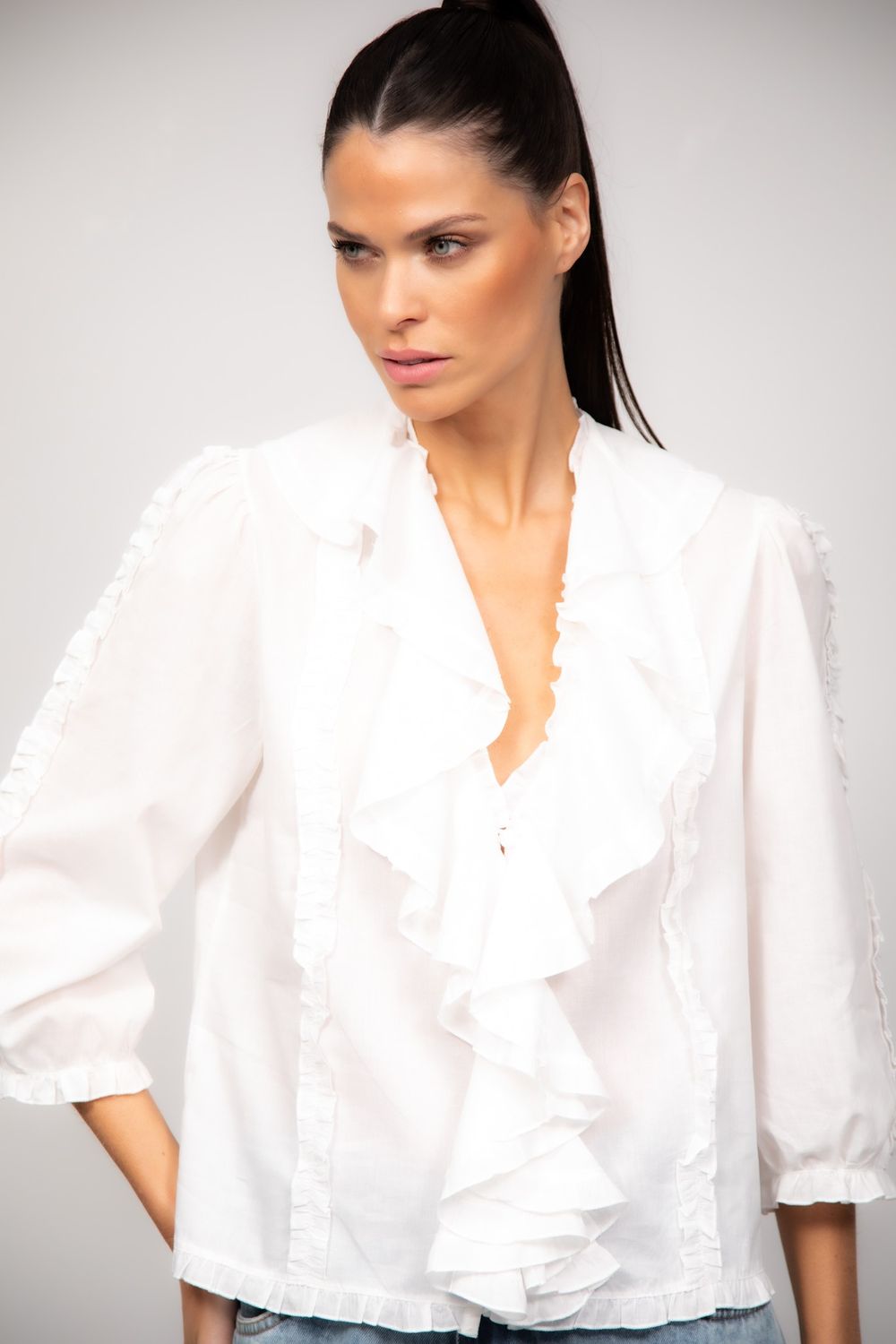 Blusa Algodão com Babados Lu