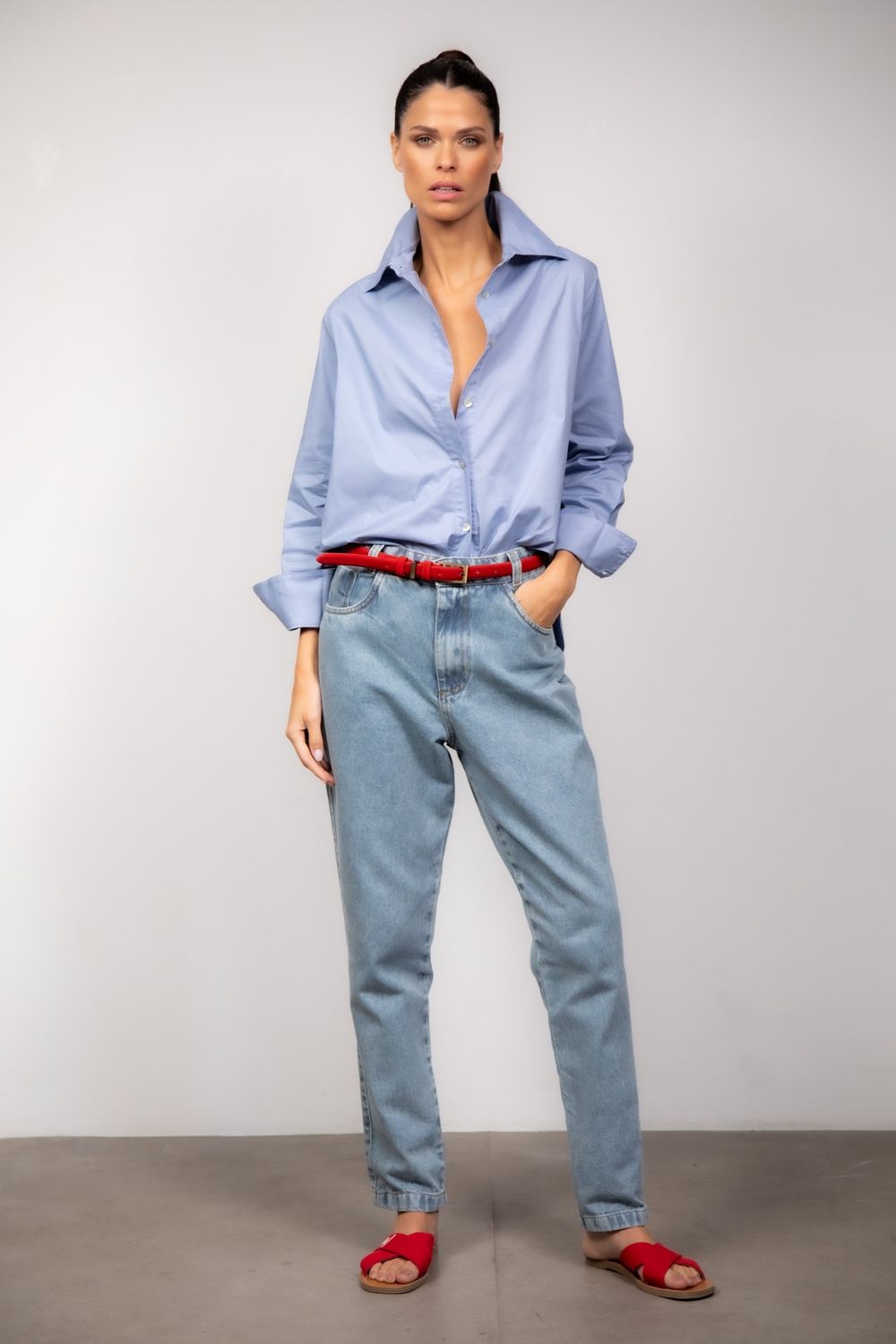 Camisa Tricoline Azul Maite