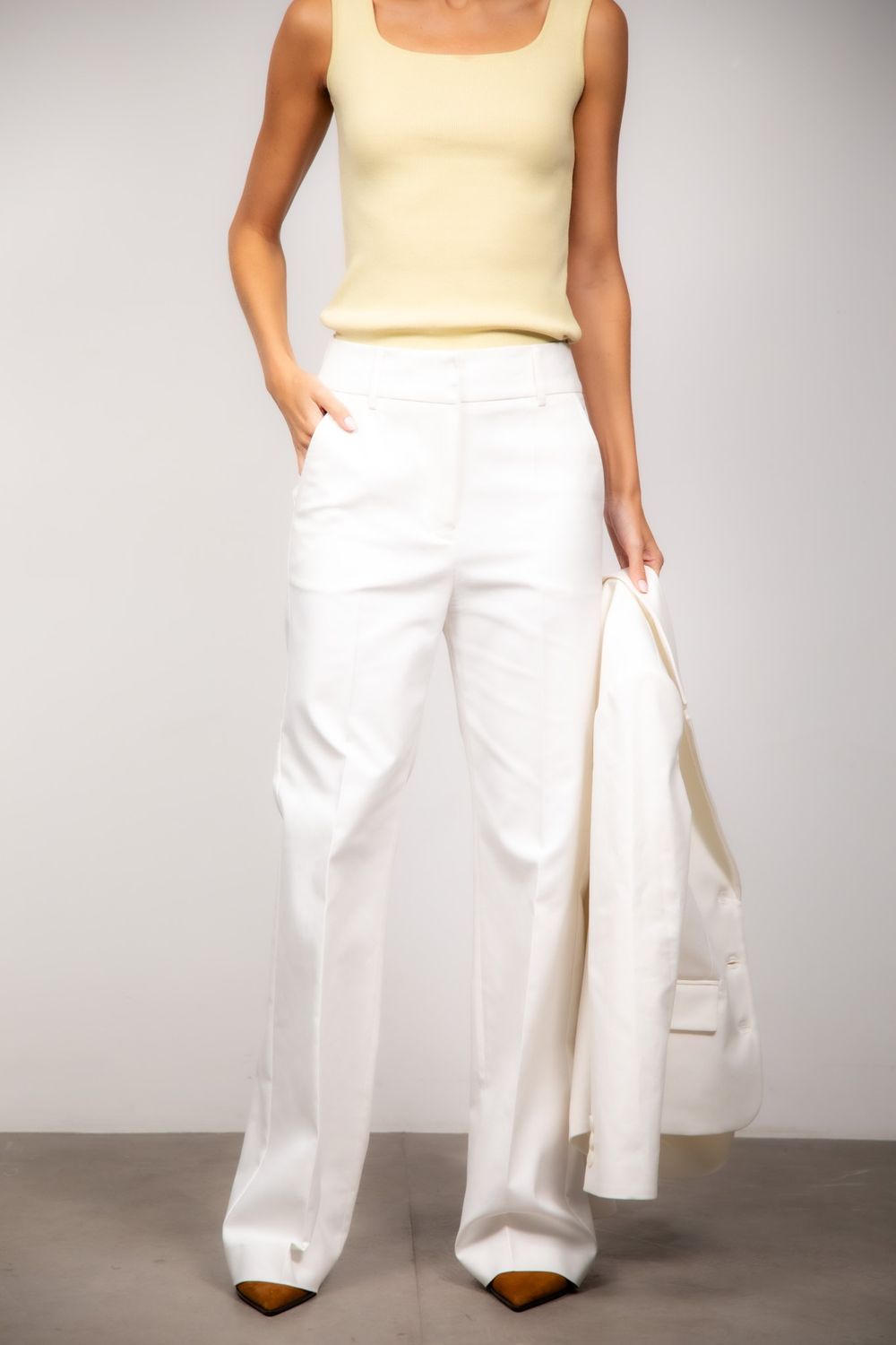 Calça Pantalona Algodão Off White Vivian