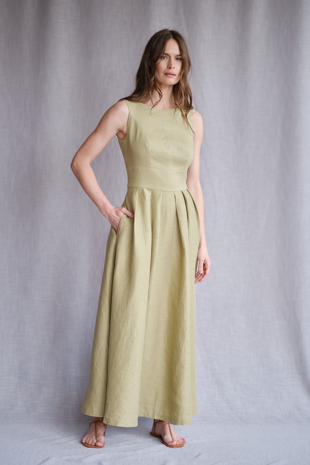 Vestido Longo Linho Cana Sofia CB