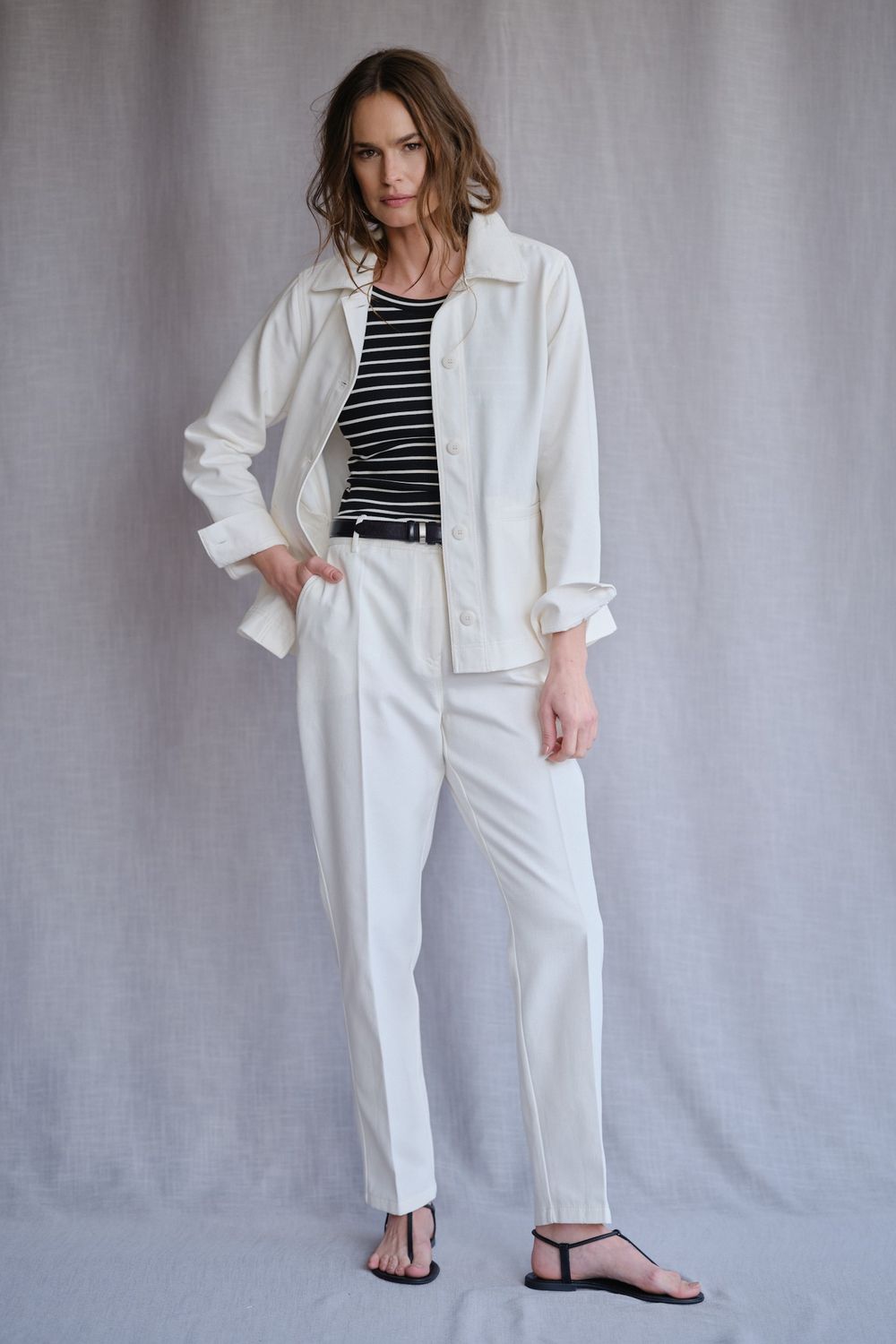 Jaqueta Caban Sarja Off White Vitoria CB