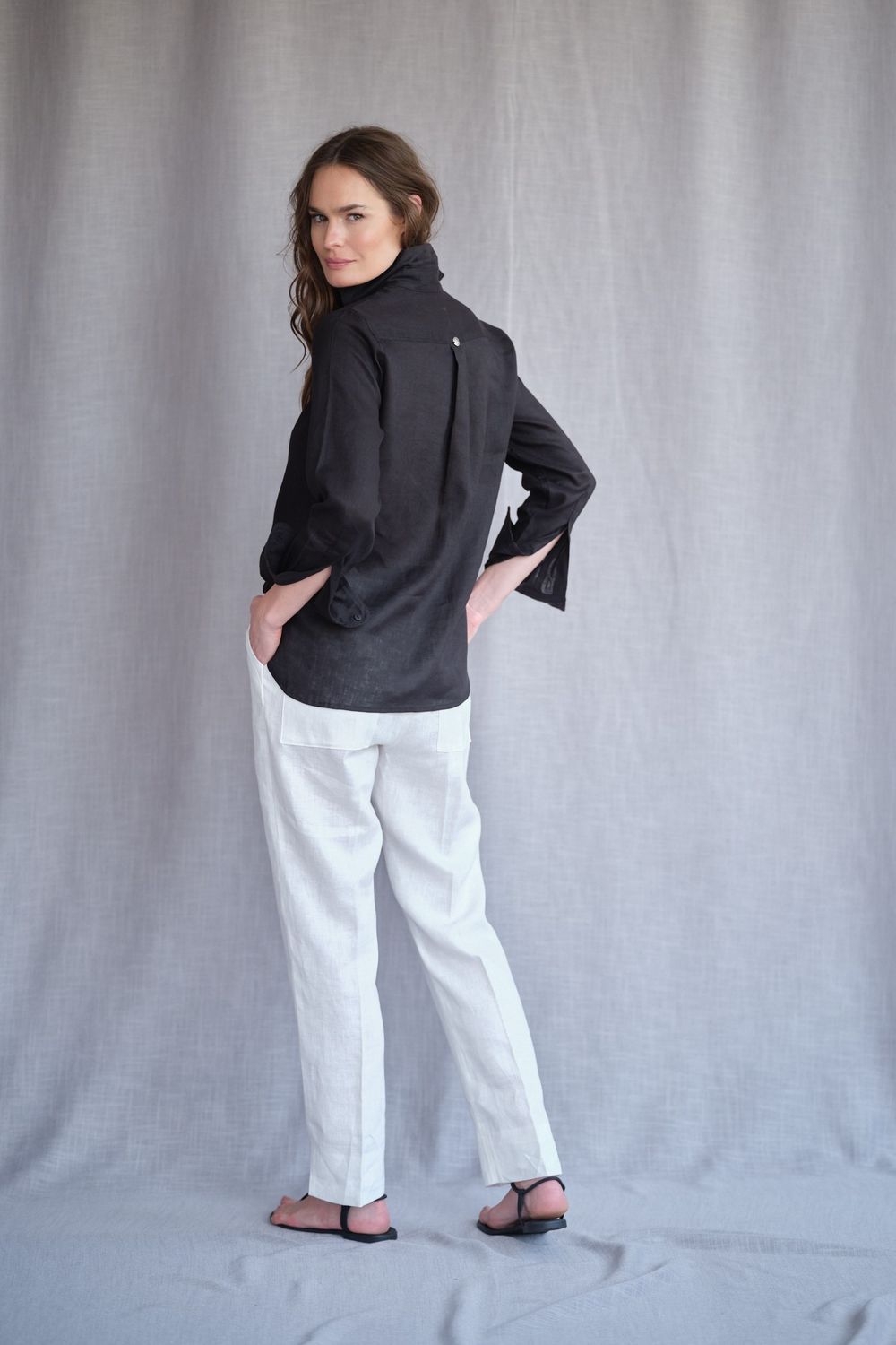 Camisa Linho Preto Valentina CB