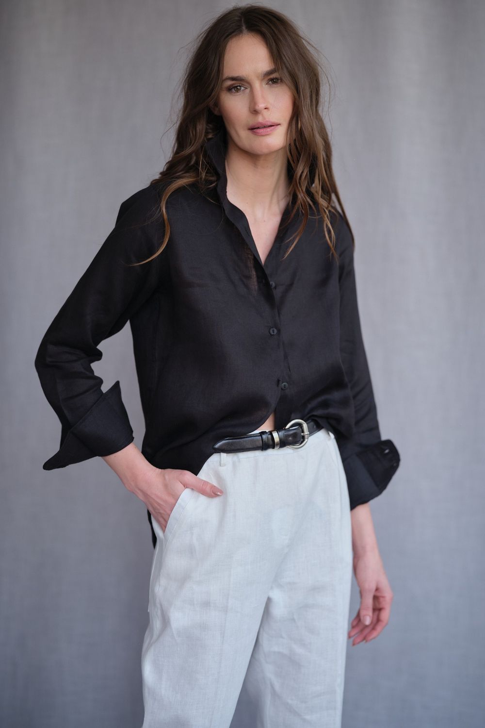 Camisa Linho Preto Valentina CB