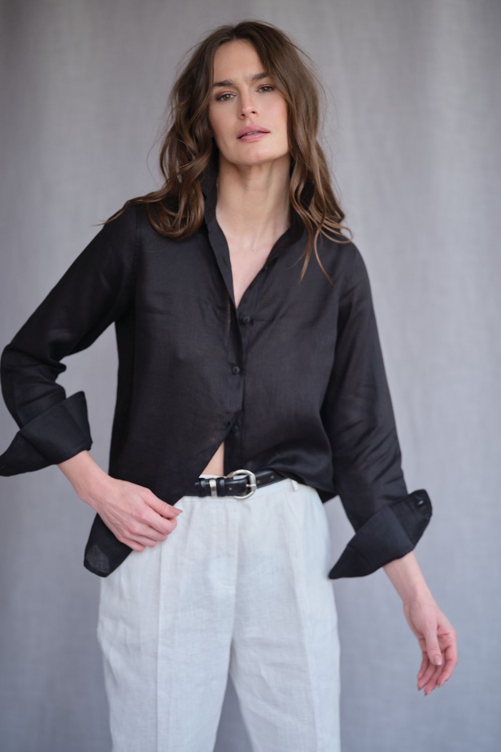 Camisa Linho Preto Valentina CB