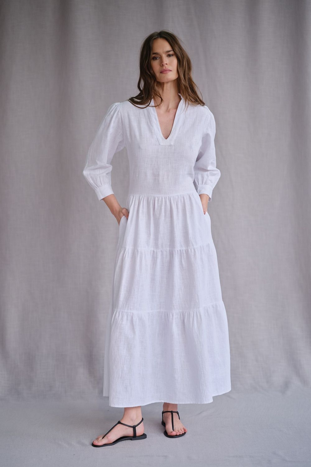 Vestido em Rami Branco Viola