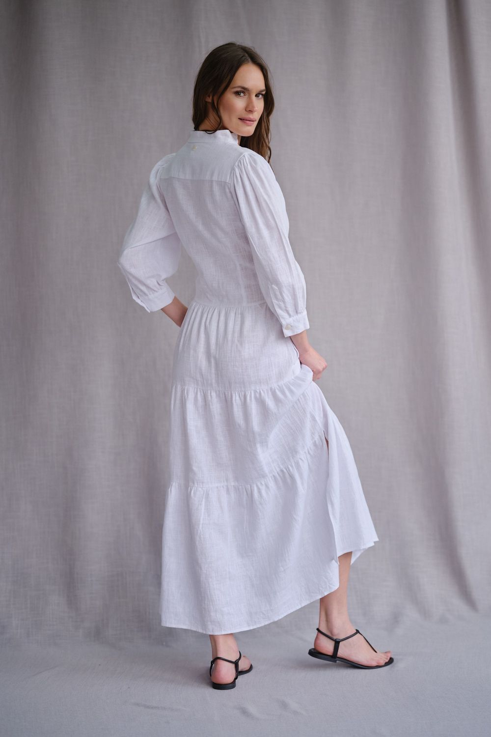 Vestido em Rami Branco Viola