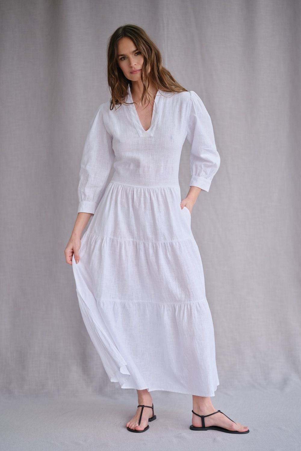 Vestido em Rami Branco Viola
