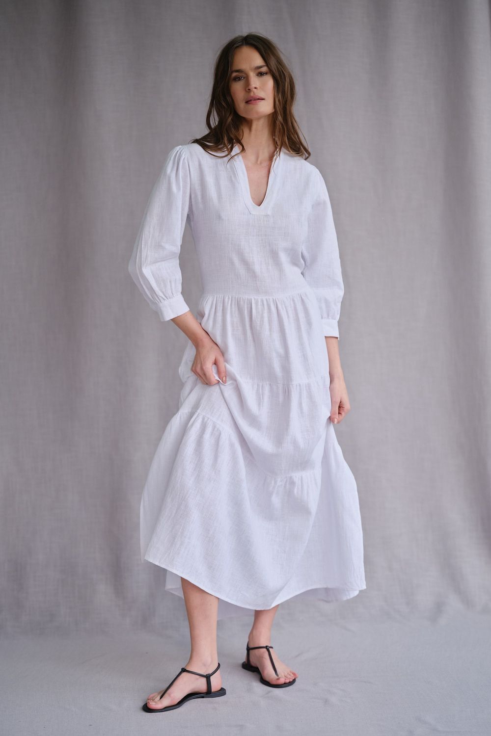 Vestido em Rami Branco Viola