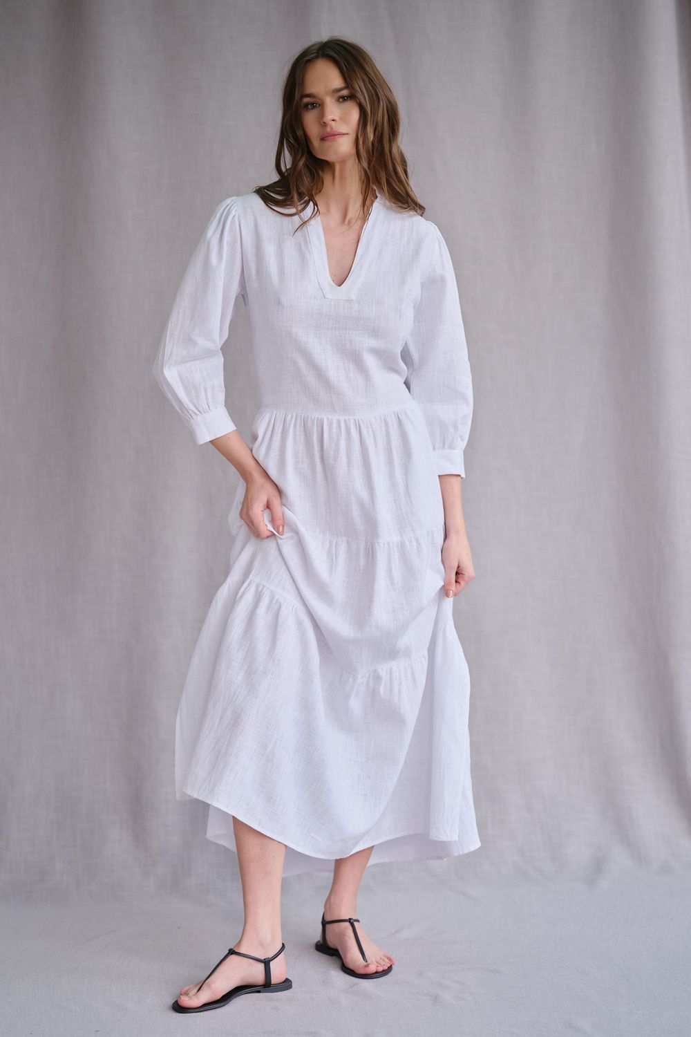 Vestido em Rami Branco Viola