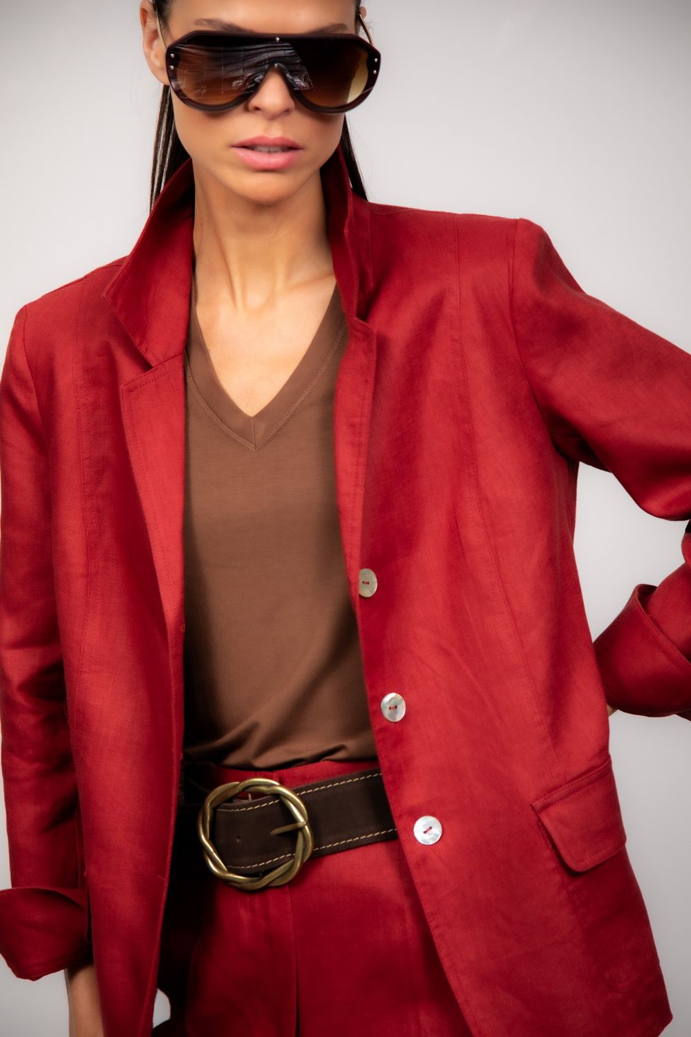 Blazer Linho Vermelho Bruna