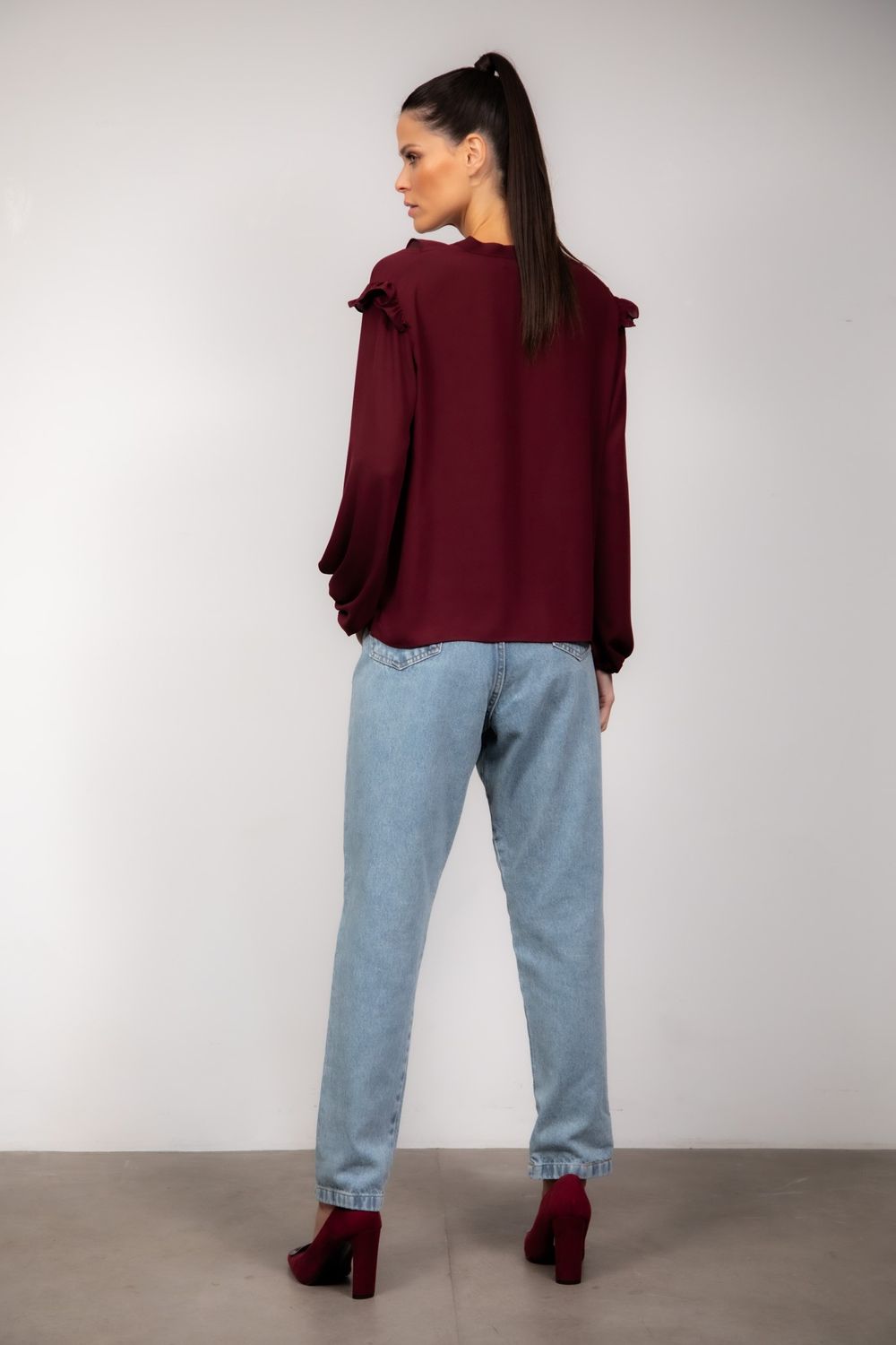 Blusa Crepe Vinho Angel