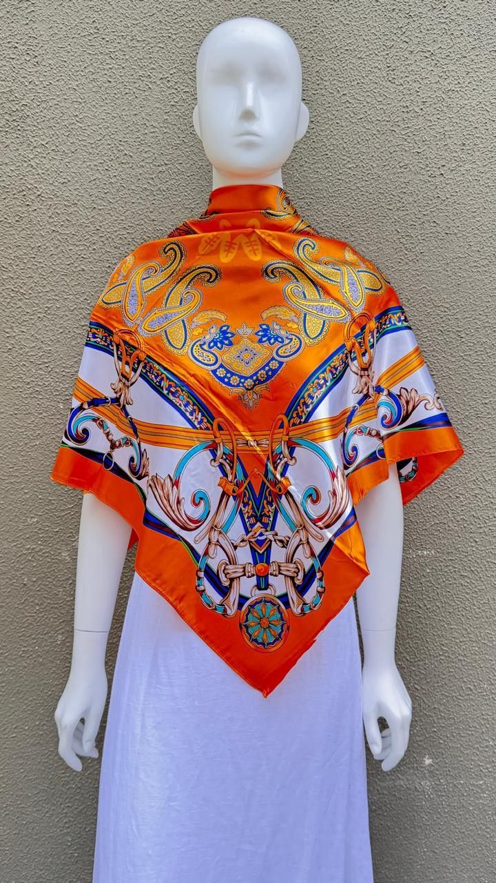 Lenço Estampado Laranja Vivien