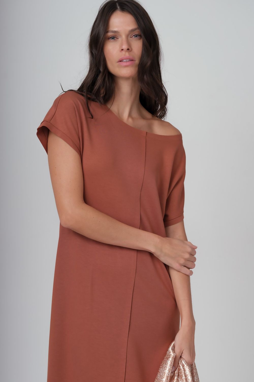Vestido Malha Marrom Camila