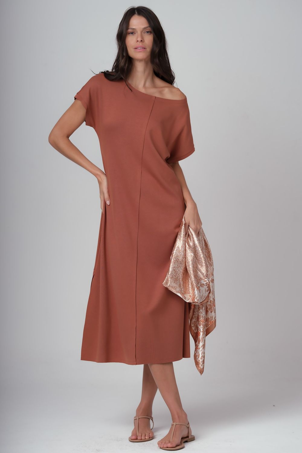 Vestido Malha Marrom Camila