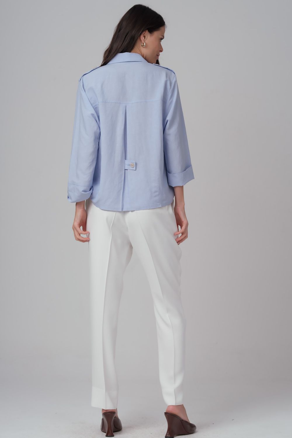 Camisa Viscolinho Azul Celine