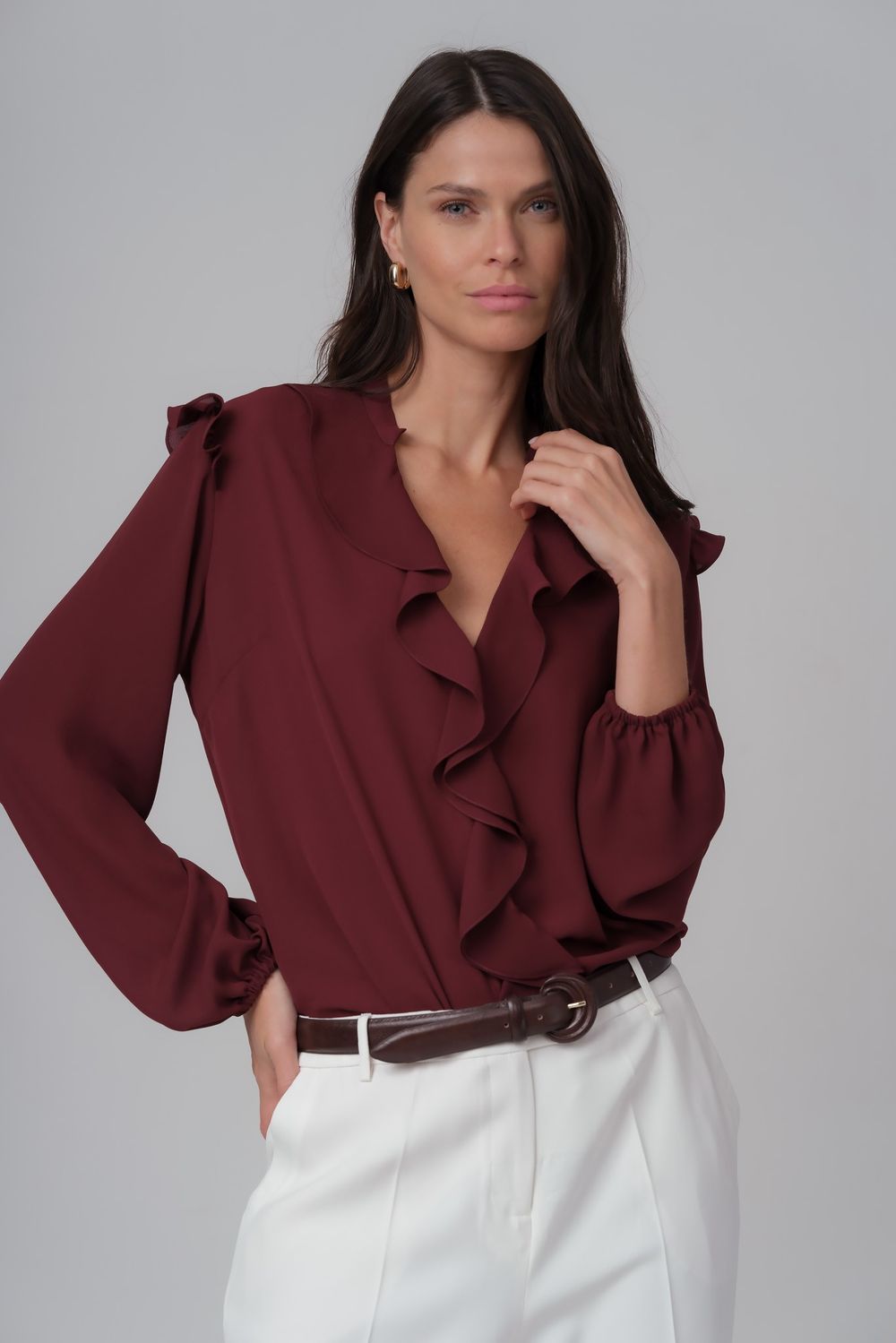 Blusa Crepe Vinho Angel