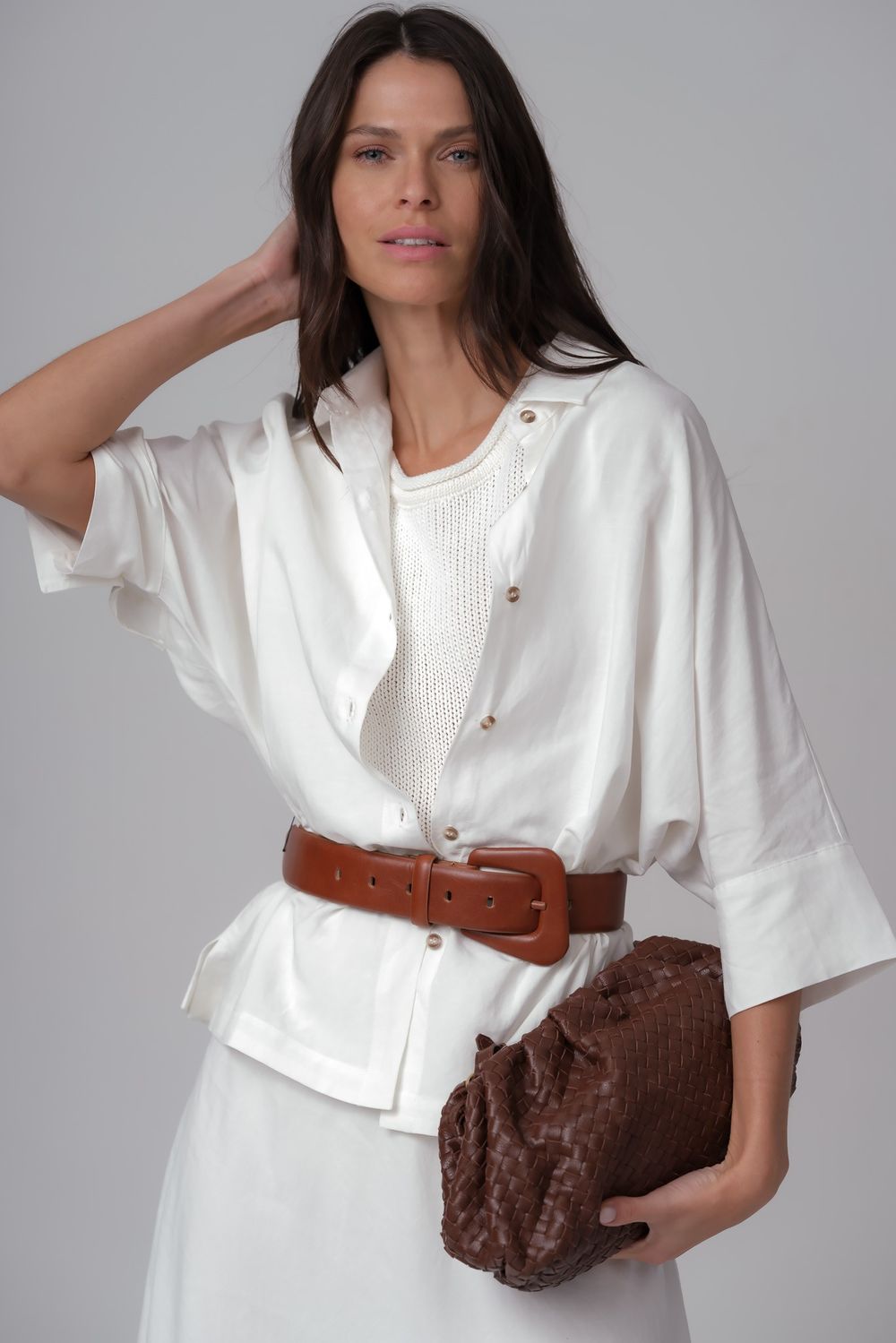 Bolsa em Couro Tresse Pinhão Valentina