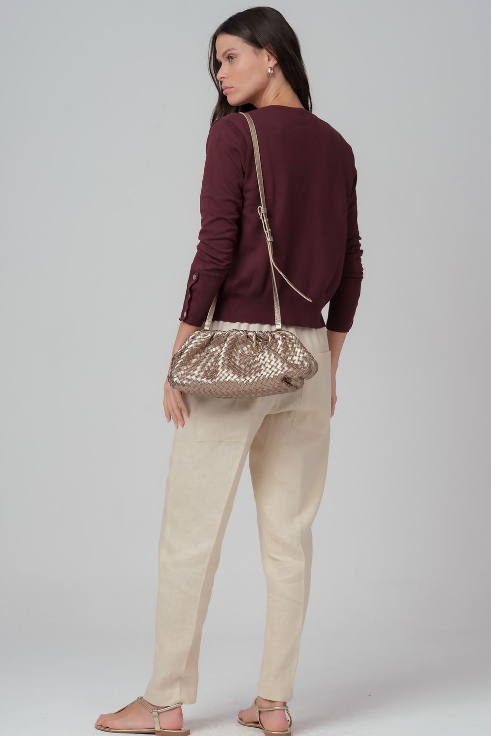 Bolsa em Couro Tresse Dourado Valentina